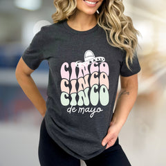 "CINCO CINCO CINCO de mayo" Sombrero Graphic Tee, a Festive Celebration Pick for Enthusiasts