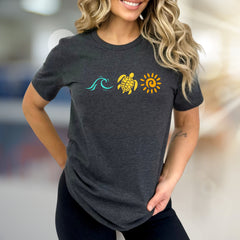 Wave Turtle Sun Graphic Tee, A Beach Vibe Pick for Ocean Lovers
