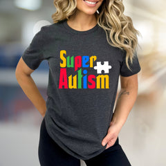 "Super Autism" Colorful Puzzle Tee, a Supportive Graphic Pick for Advocates