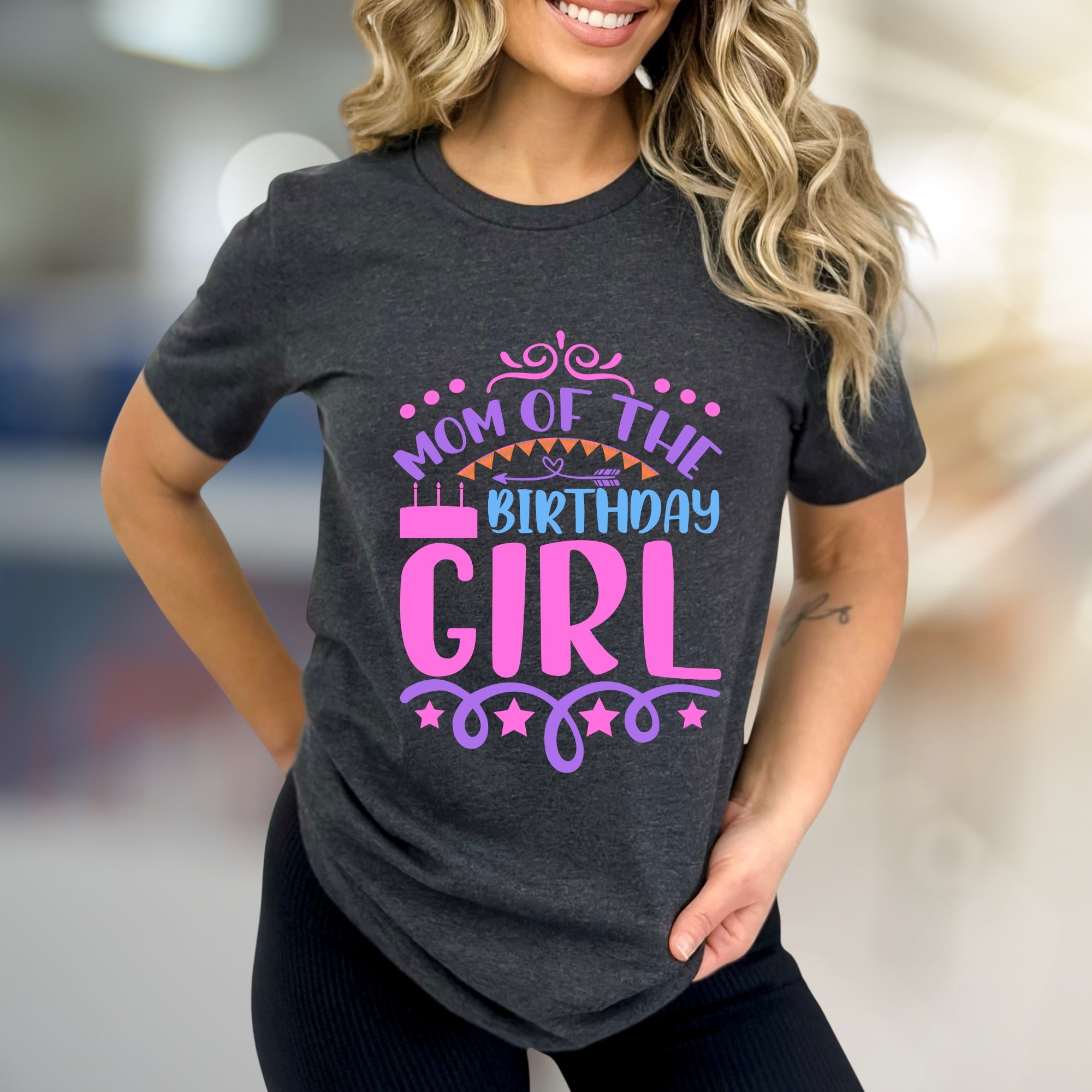 "Mom of The Birthday Girl" Fun Celebration Graphic Tee, a Festive Parent Pick for Her