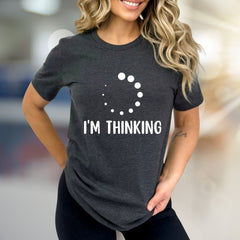 "I'M THINKING" Loading Circle Graphic Tee, a Quirky Pick for Tech Lovers