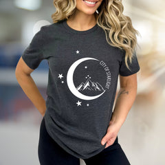 "City of Starlight" Mountain & Moon Graphic Tee, an Celestial Pick for Dreamers