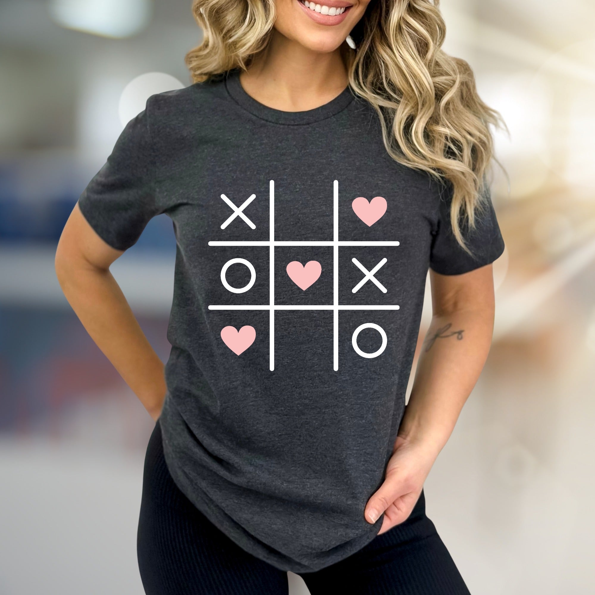 Tic Tac Toe Hearts Game Graphic Tee, A Playful Pick for Romantics