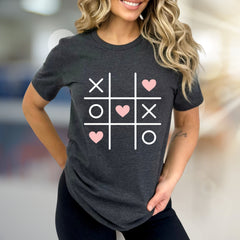 Tic Tac Toe Hearts Game Graphic Tee, A Playful Pick for Romantics