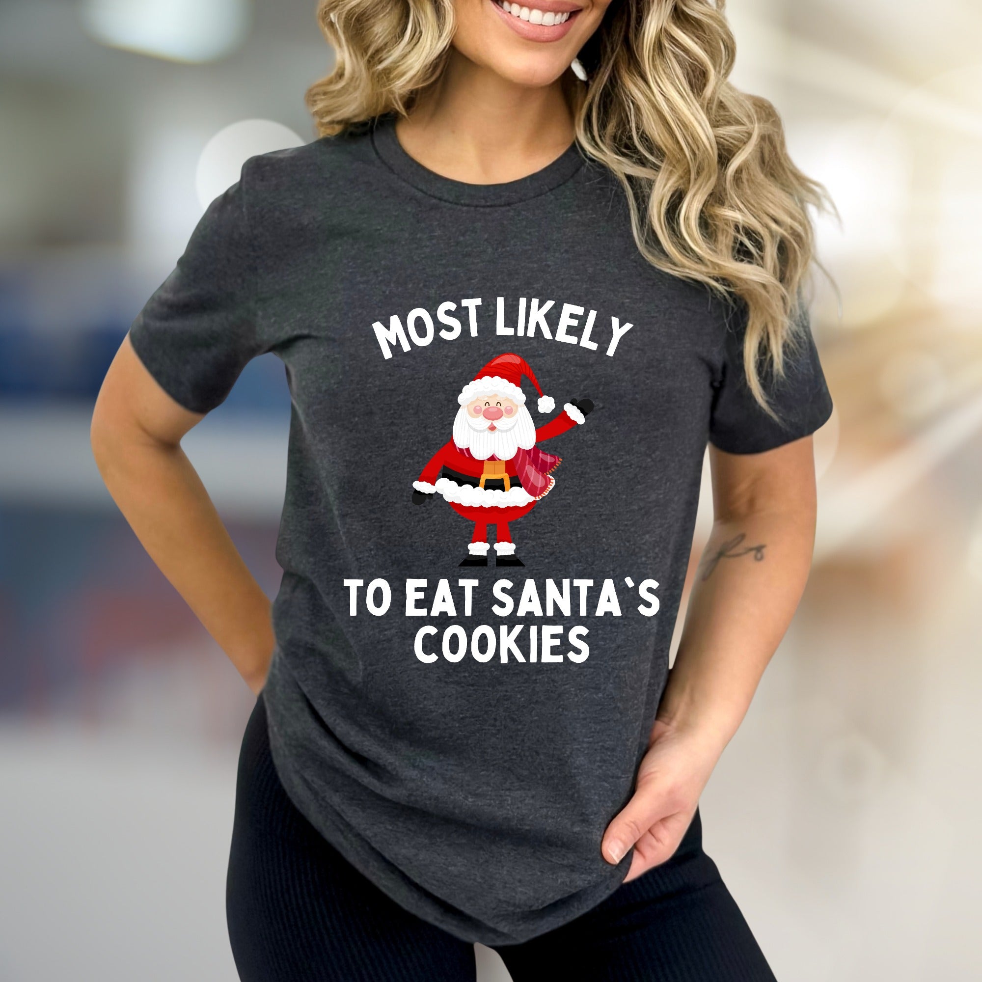 "Most Likely To Eat Santa's Cookies" Holiday Graphic Tee, A Festive Christmas Pick for Cookie Lovers