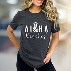 "ALOHA beaches!" Pineapple Graphic Tee, a Tropical Vibe for Island Lovers