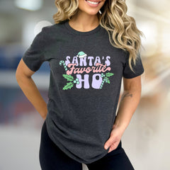 “Santa’s Favorite Ho” Playful Christmas Graphic Tee, a Festive Fun Pick for Holiday Lovers