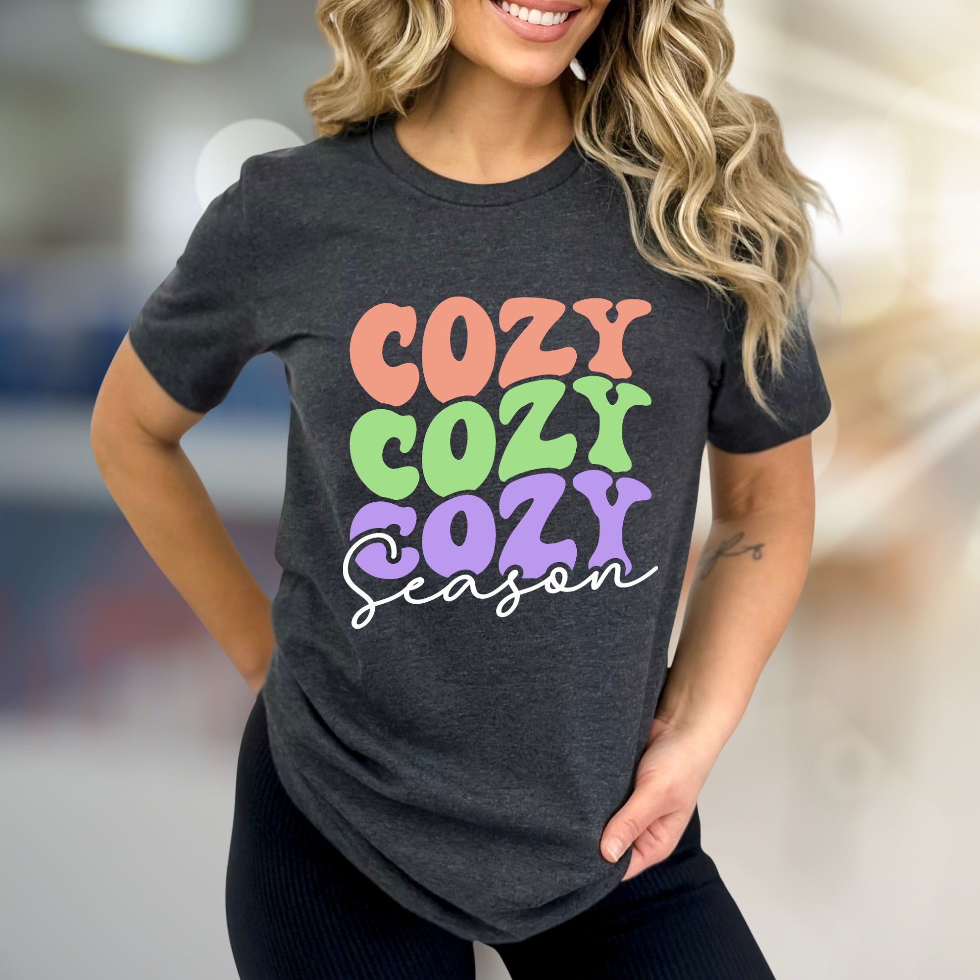 "Cozy Cozy Cozy Season" Retro Groovy Graphic Tee, a Comfort-First Unisex Pick