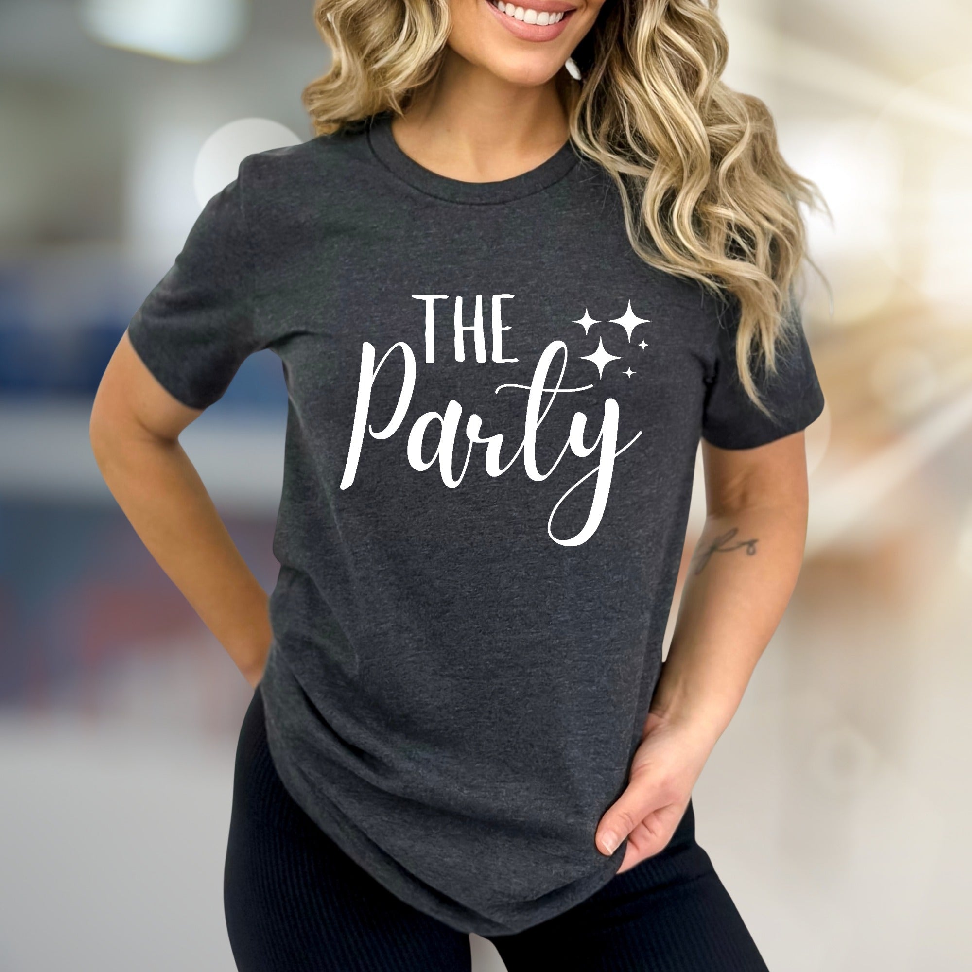 "THE Party" Sparkle Graphic Tee, a Celebration Lifestyle Pick for Social Butterflies