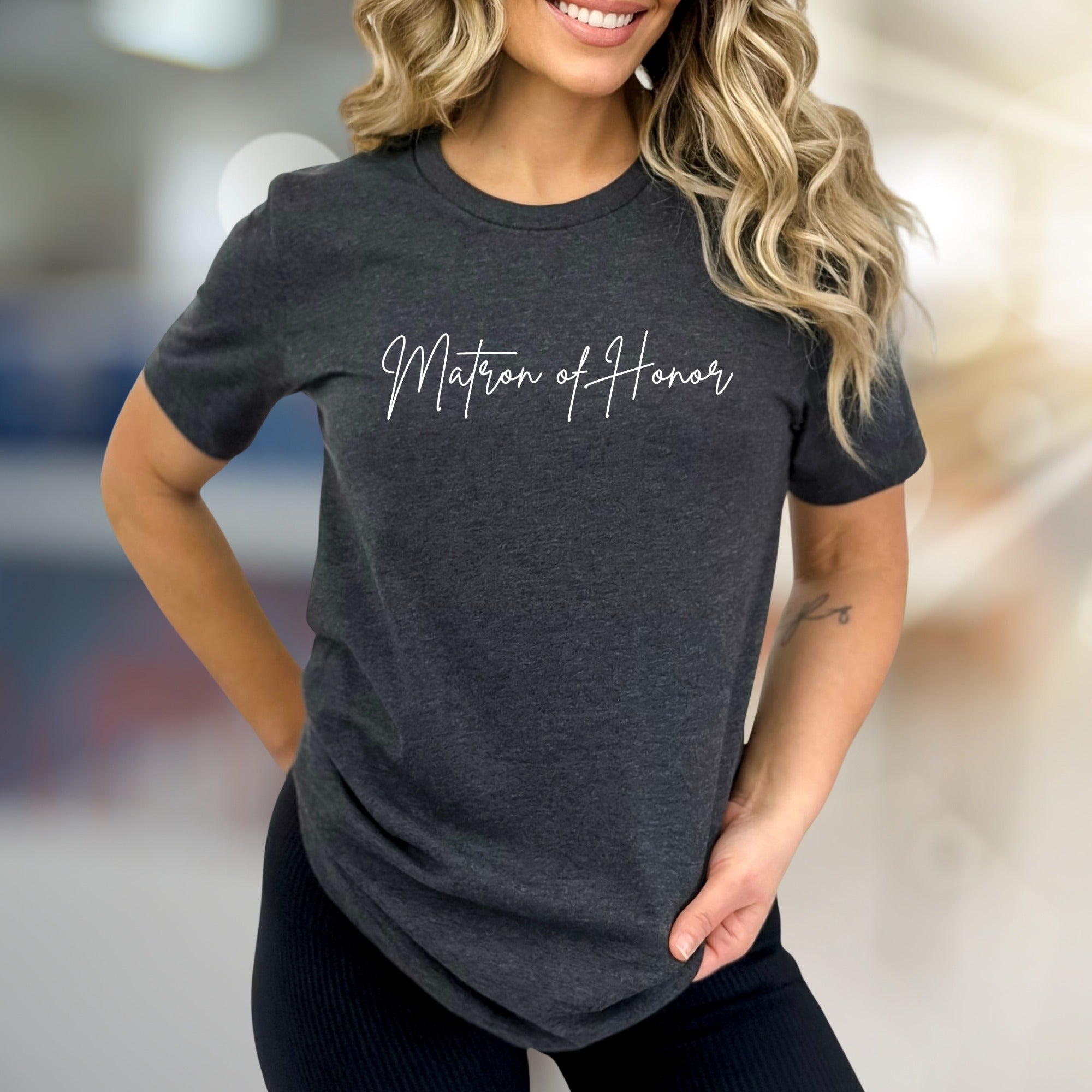 "Matron of Honor" Wedding Party Graphic Tee, a Bridal Squad Pick for Your Bestie