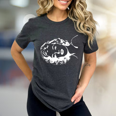 Classic Bust White on Black Graphic Tee, Artistic Statement Piece