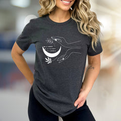 Moonlit Hands & Botanicals Graphic Tee, a Mystical Apparel for Spiritual Souls