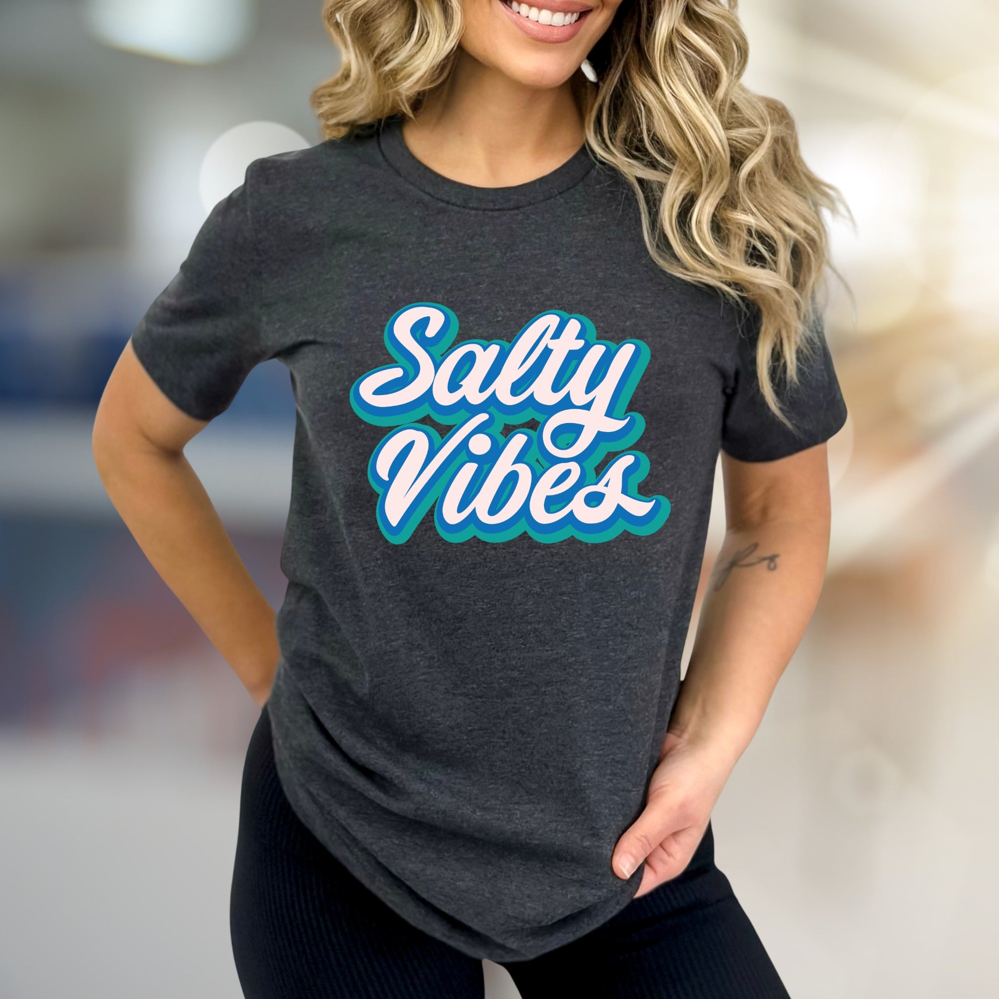 "Salty Vibes" Retro Summer Graphic Tee, a Beachy Pick for Free Spirits