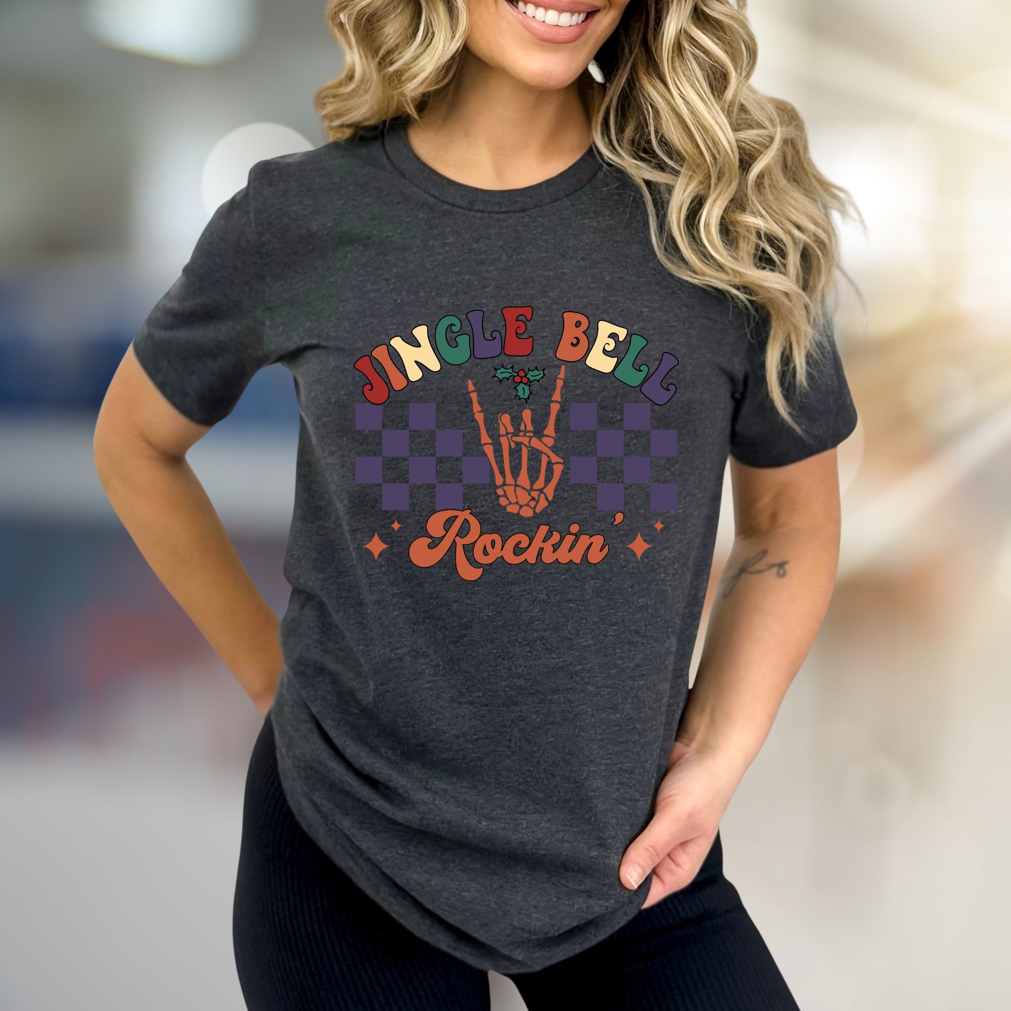 "Jingle Bell Rockin'" Retro Christmas Graphic Tee, a Festive Vibe for Holiday Lovers