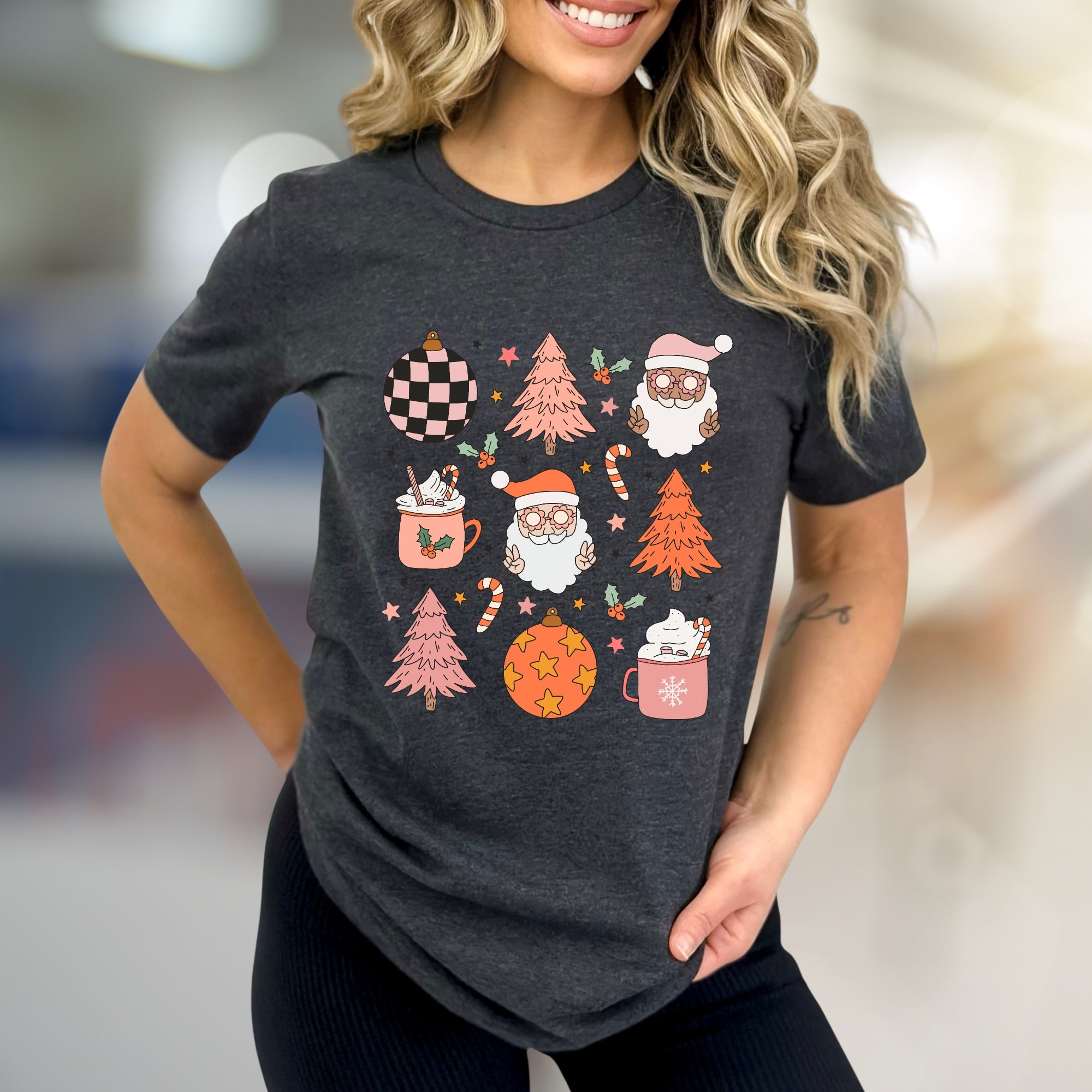 Retro Christmas Santa & Hot Cocoa Graphic Tee, A Cozy Holiday Pick for Everyone