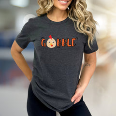 "GOBBLE" Turkey Face Graphic Tee, a Funny Thanksgiving Pick for Holiday Lovers