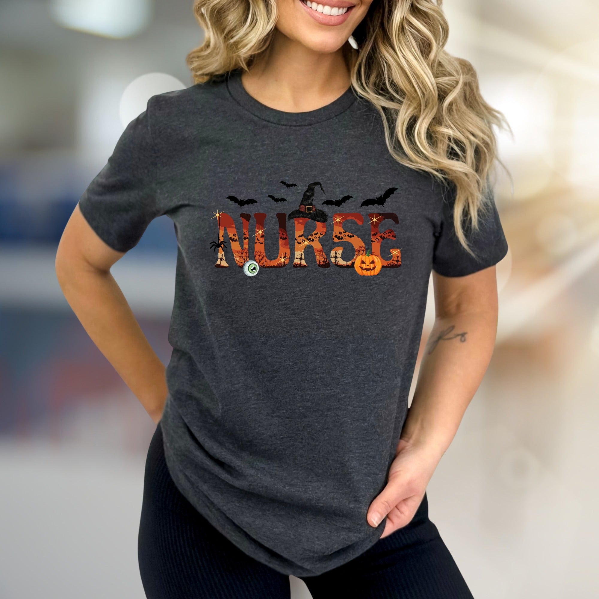 "NURSE" Halloween Graphic Tee, a Spooky Chic Pick for Healthcare Heroes