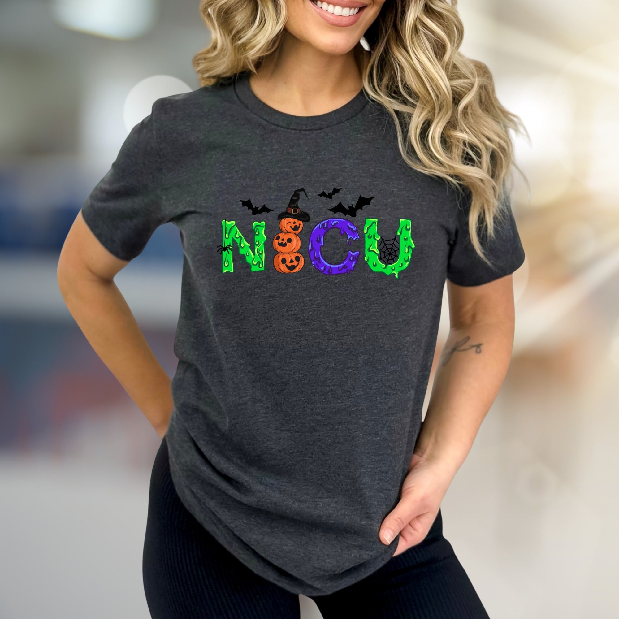 "NICU" Spooky Halloween Graphic Tee, a Festive Wardrobe Pick for Healthcare Heroes