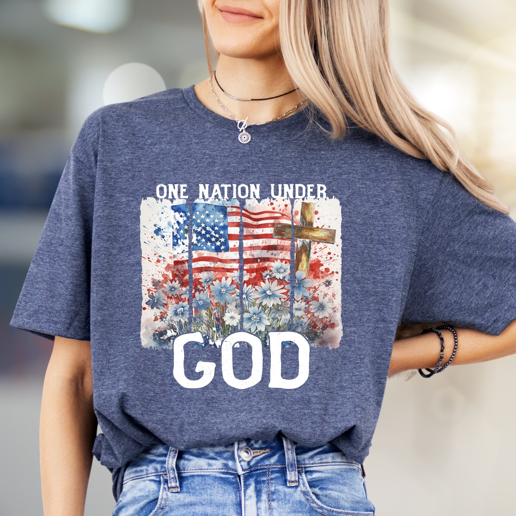 "ONE NATION UNDER GOD" American Flag Graphic Tee, a Patriotic Faith Pick for All