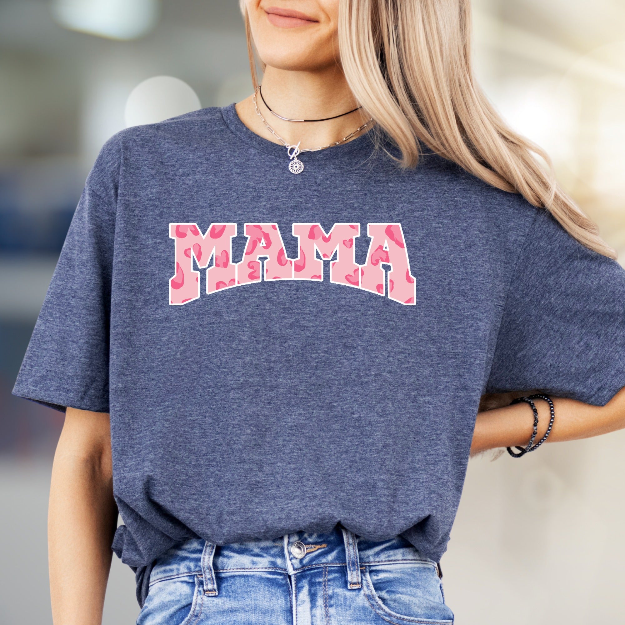 "MAMA" Pink Camo Lettering Graphic Tee, a Loving Pick for Moms