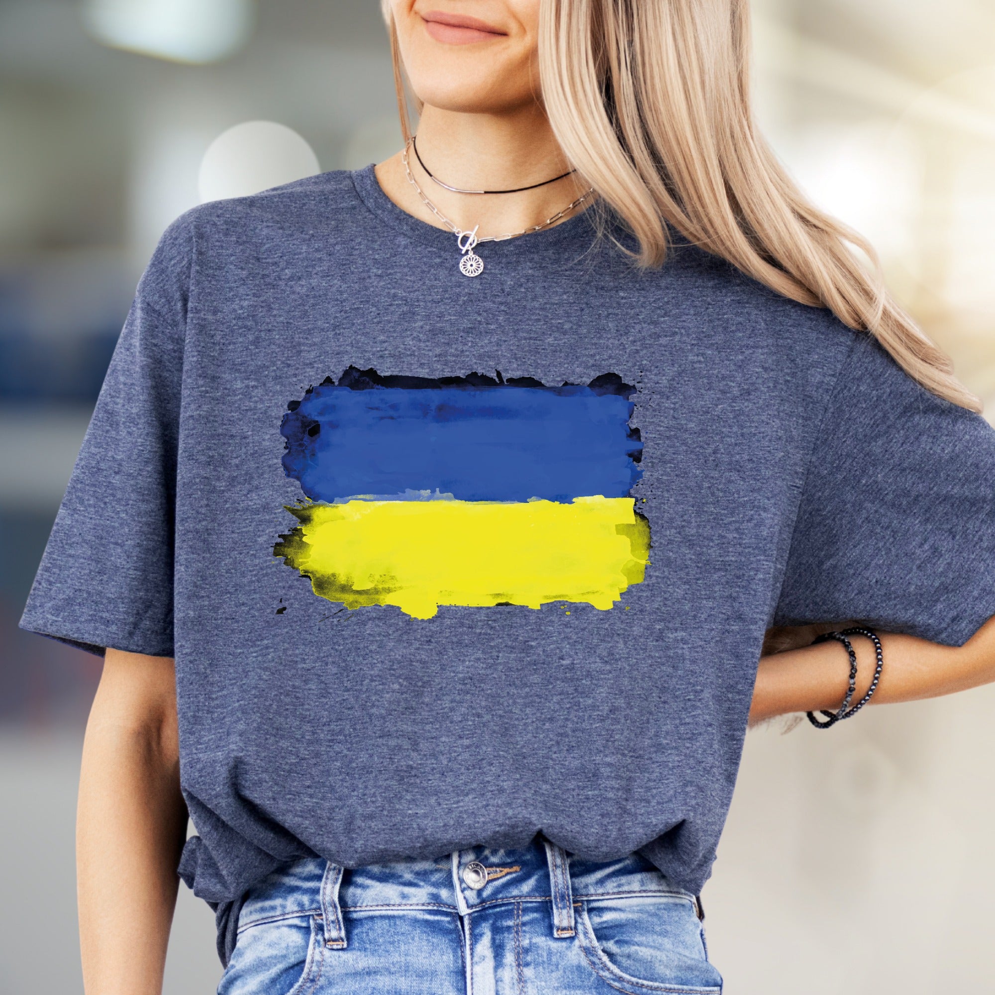 Abstract Ukraine Flag Graphic Tee, A Patriotic Statement for Supporters