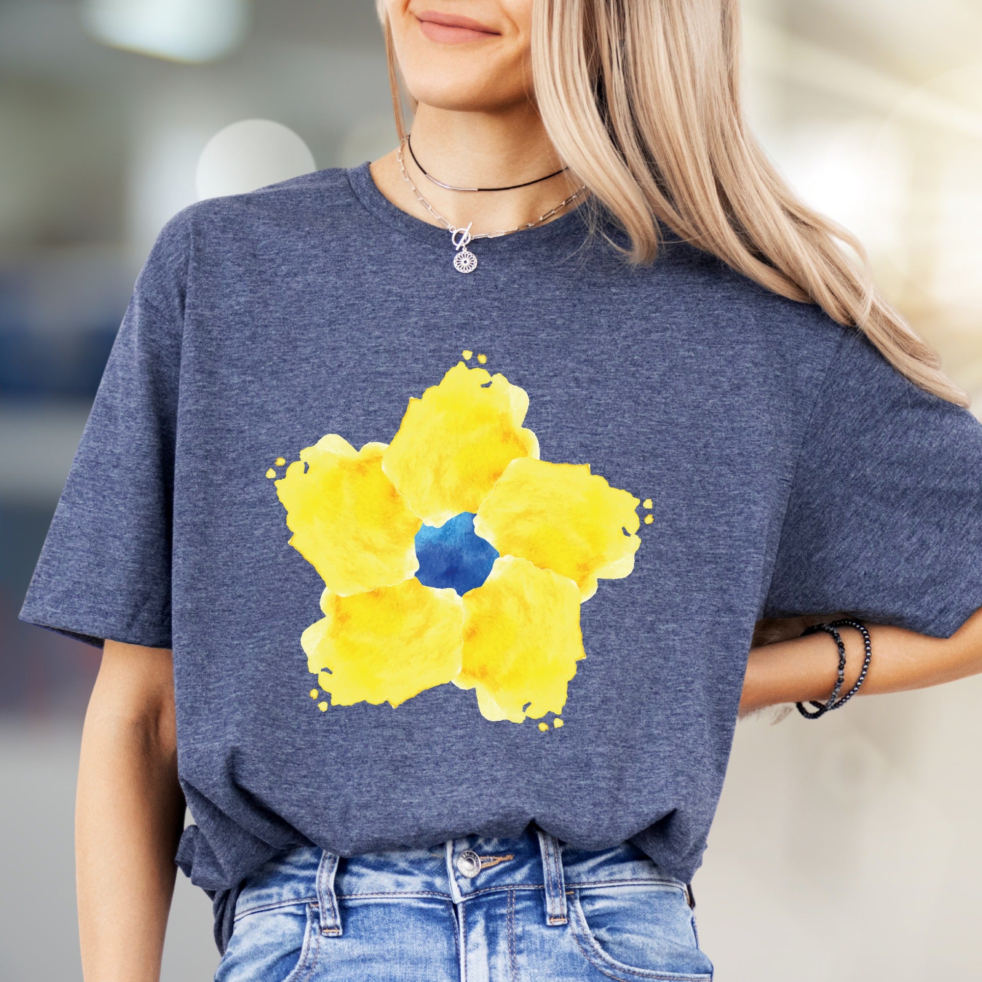 Abstract Watercolor Floral Graphic Tee, Artistic Statement Wear