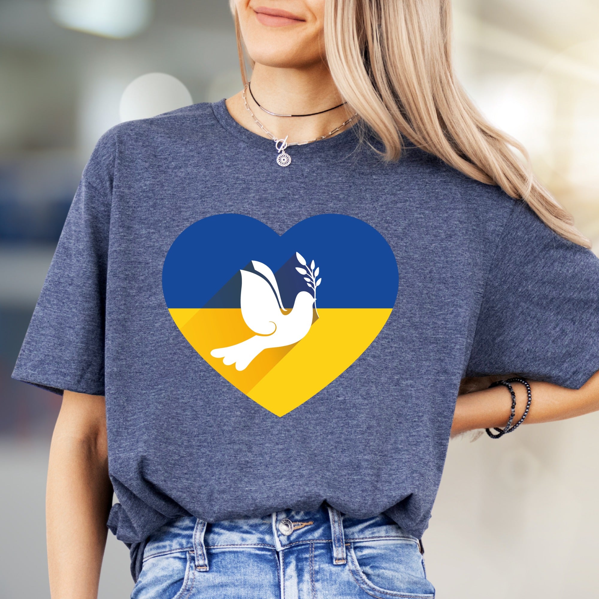 Heart Ukraine Flag Dove Tee, A Statement of Peace for Advocates