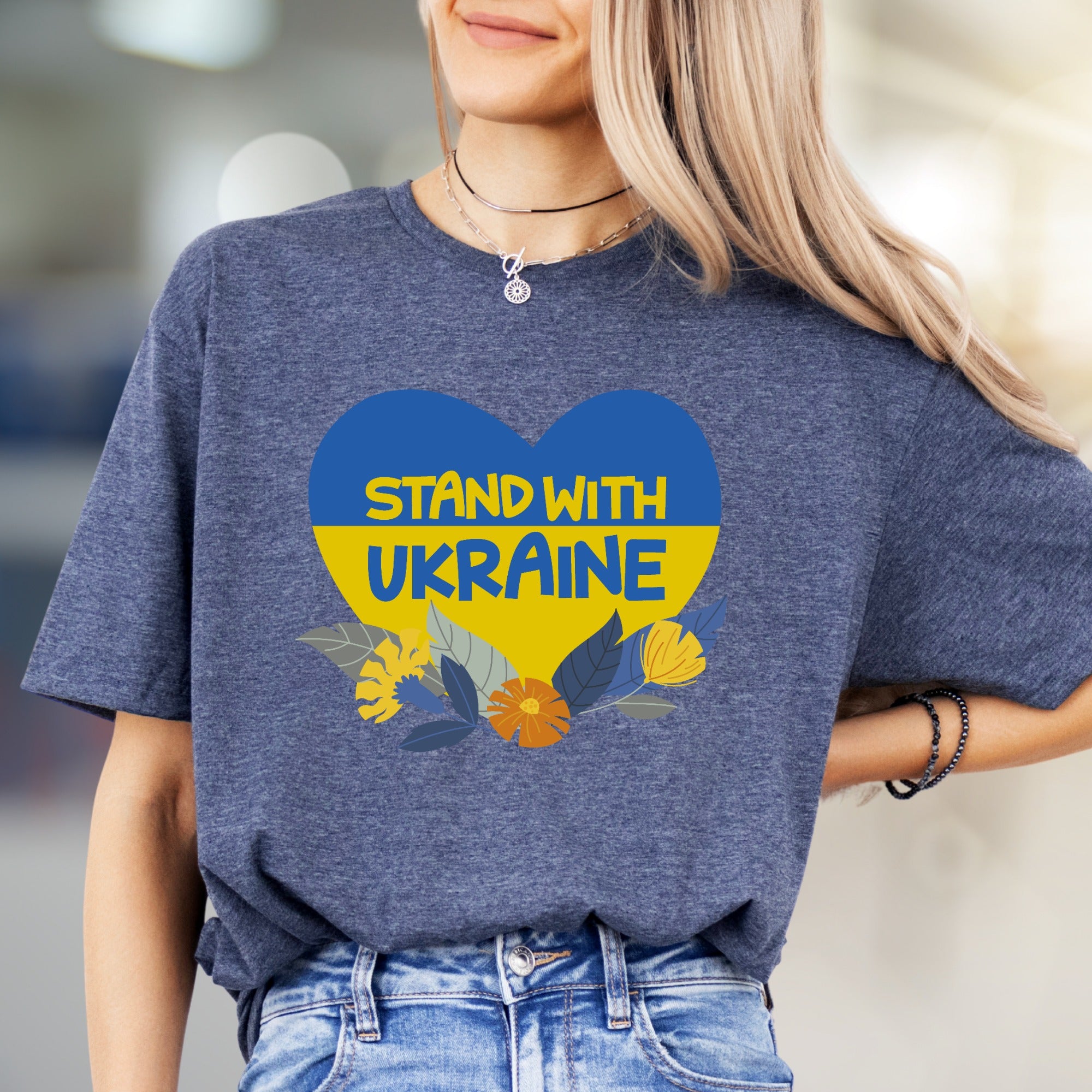 "Stand With Ukraine" Patriot Heart Tee, a Supportive Graphic Pick for Advocates