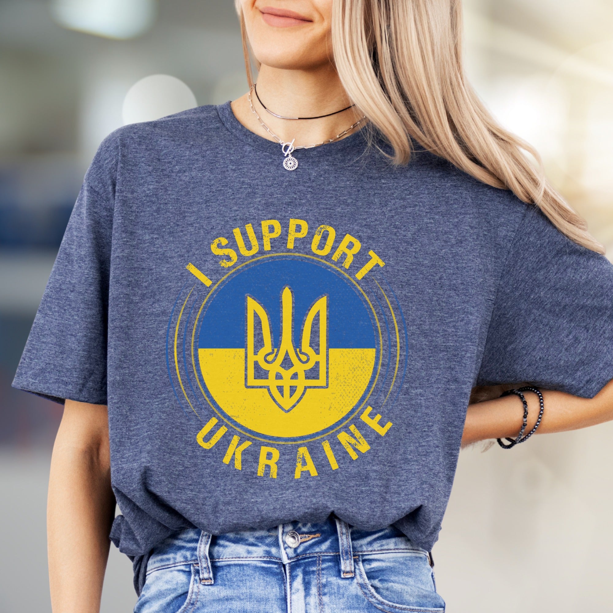 "I Support Ukraine" Emblem Graphic Tee, A Patriotic Statement for Advocates