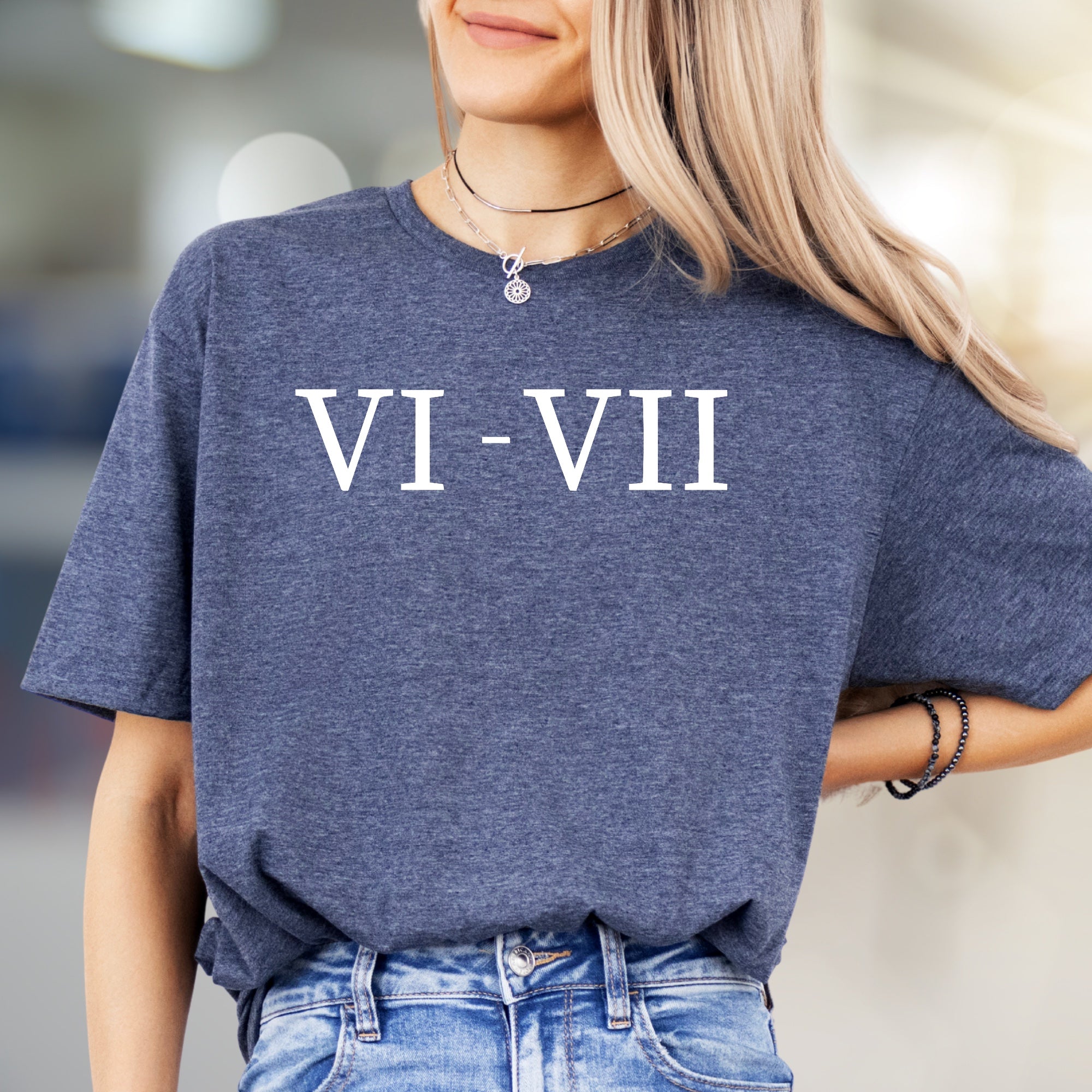 "VI-VII" Roman Numerals Graphic Tee, a Classic Pick for History Buffs