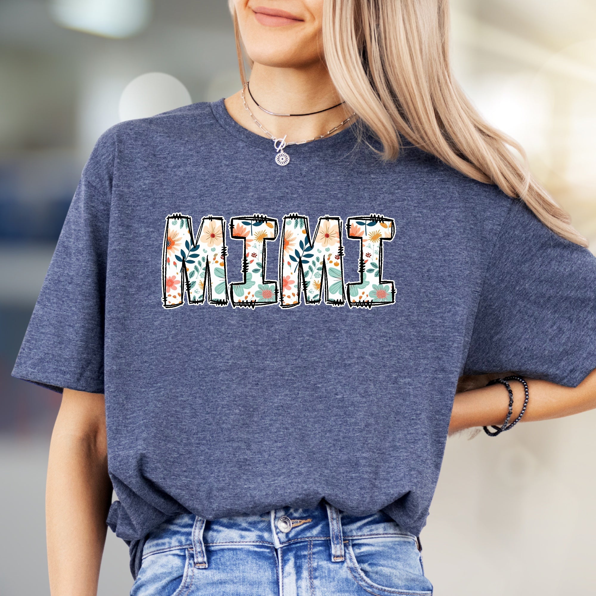 "MIMI" Floral Grandparent Graphic Tee, a Heartfelt Gift for Her