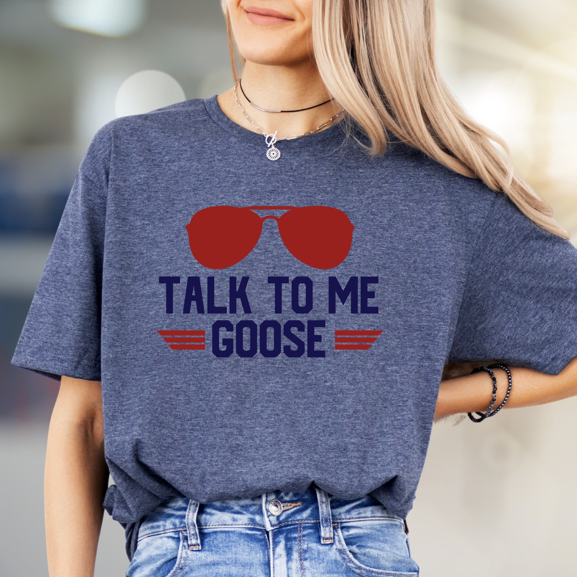 "Talk To Me Goose" Aviator Graphic Tee, a Maverick Fan Pick for Movie Lovers