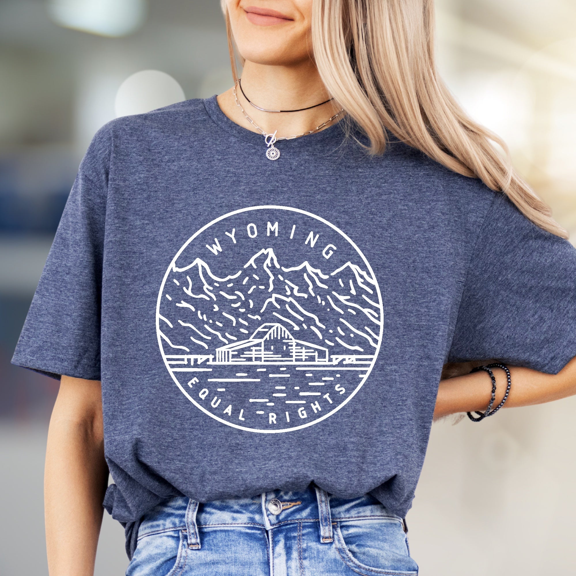 "Wyoming Equal Rights" Mountain Graphic Tee, a Nature-Inspired Pick for Advocacy