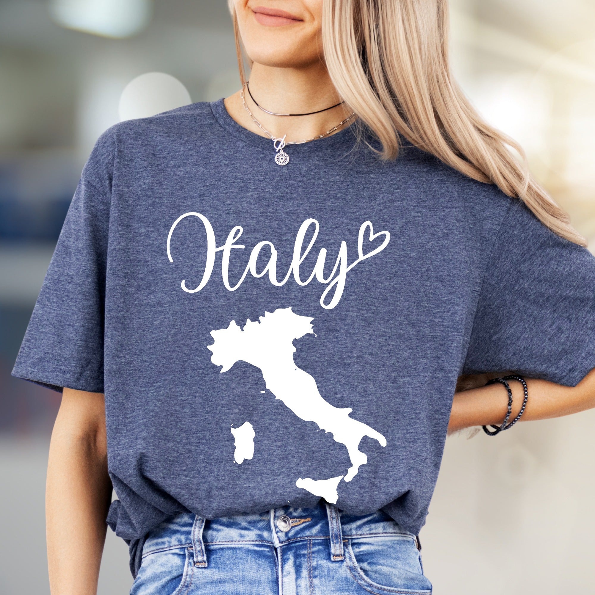 "Italy" Script Map Graphic Tee, a Wanderlust Pick for Globetrotters