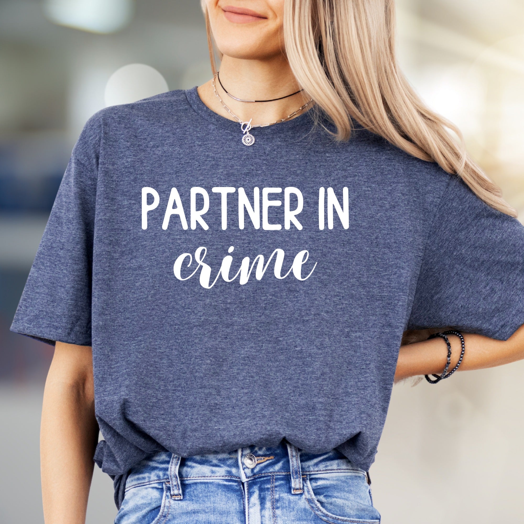 "Partner in Crime" Friendship Graphic Tee, A Playful Pick for Best Friends