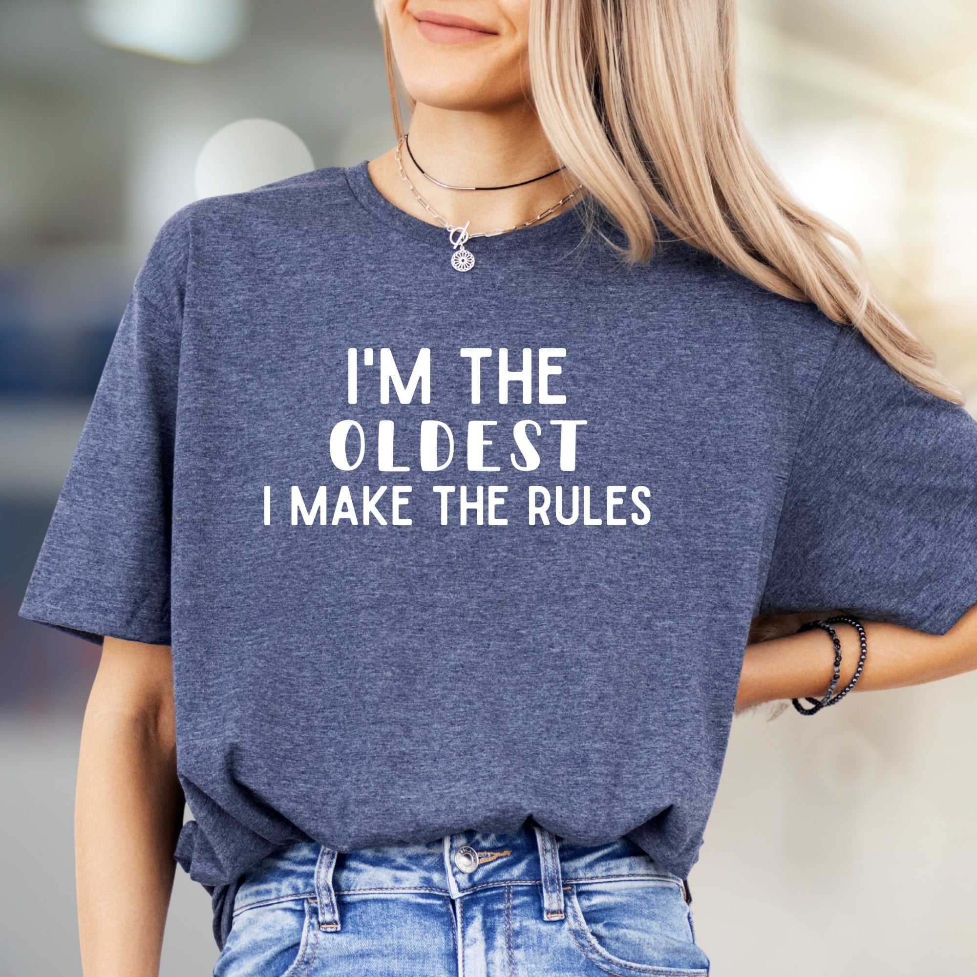 "I'm The Oldest I Make The Rules" Sibling Fun Graphic Tee, a Family Humor Pick for Rule Makers
