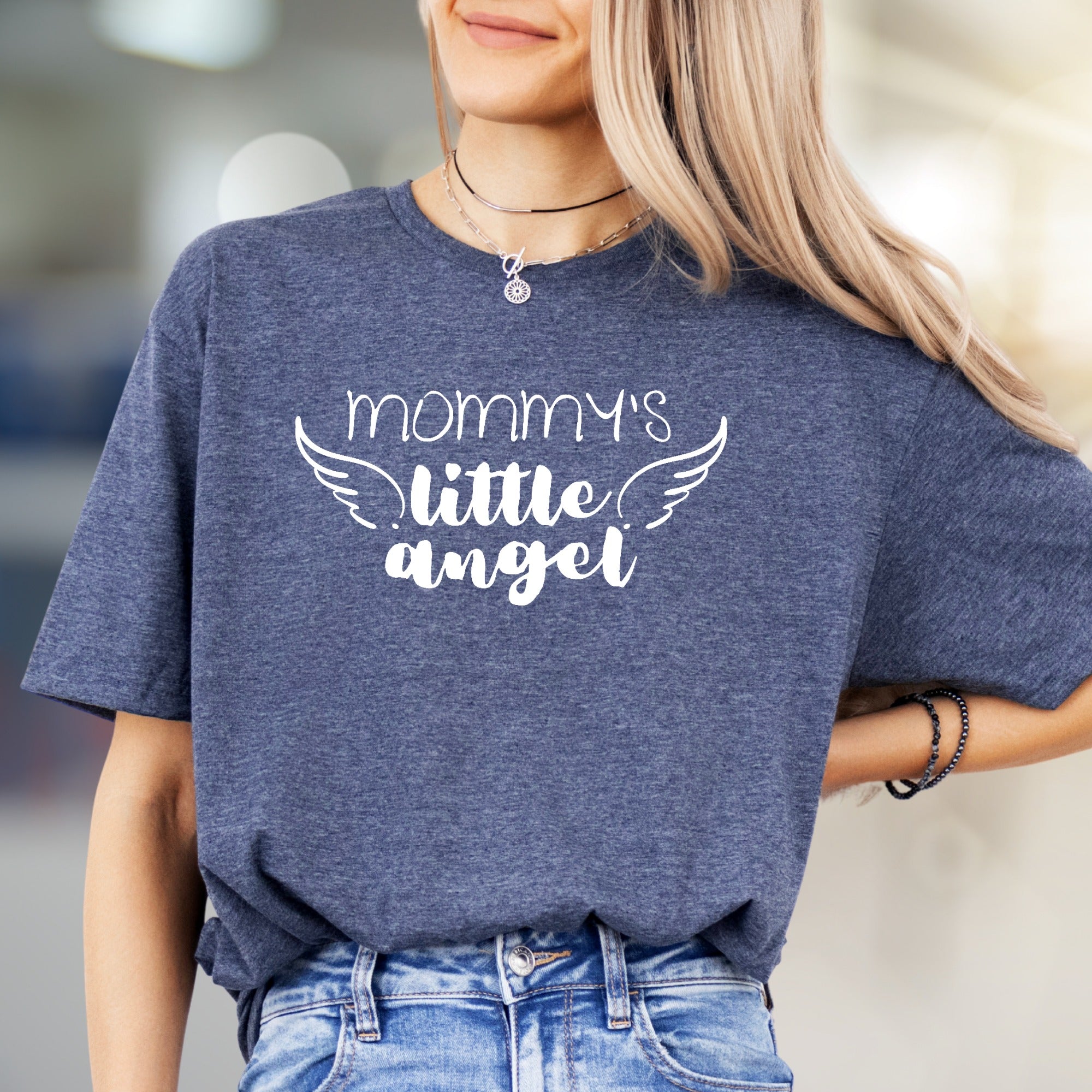 "Mommy's Little Angel" Whimsical Graphic Tee, A Parental Love Pick for New Moms