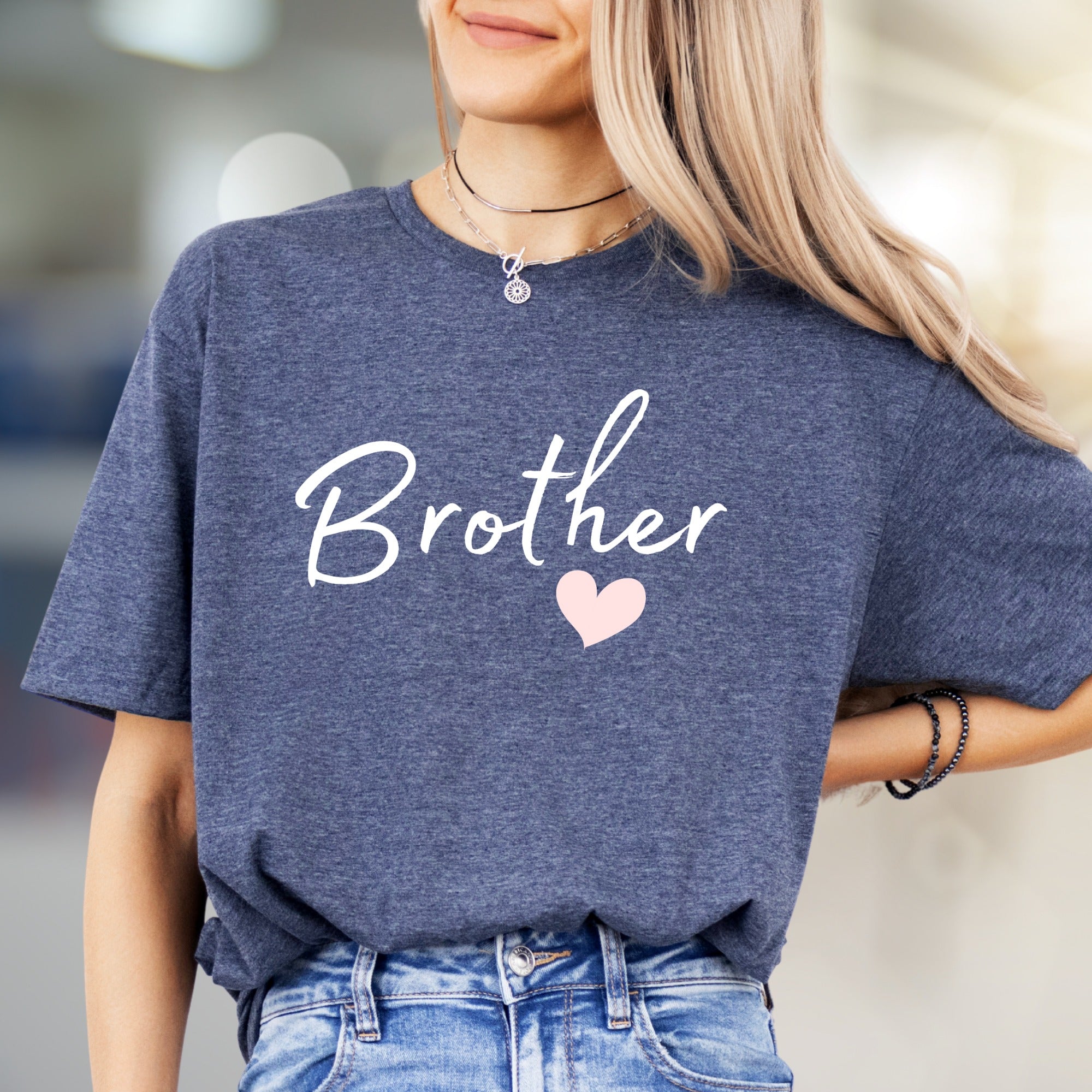 "Brother" Heart Graphic Tee, A Family Bond Pick for Siblings