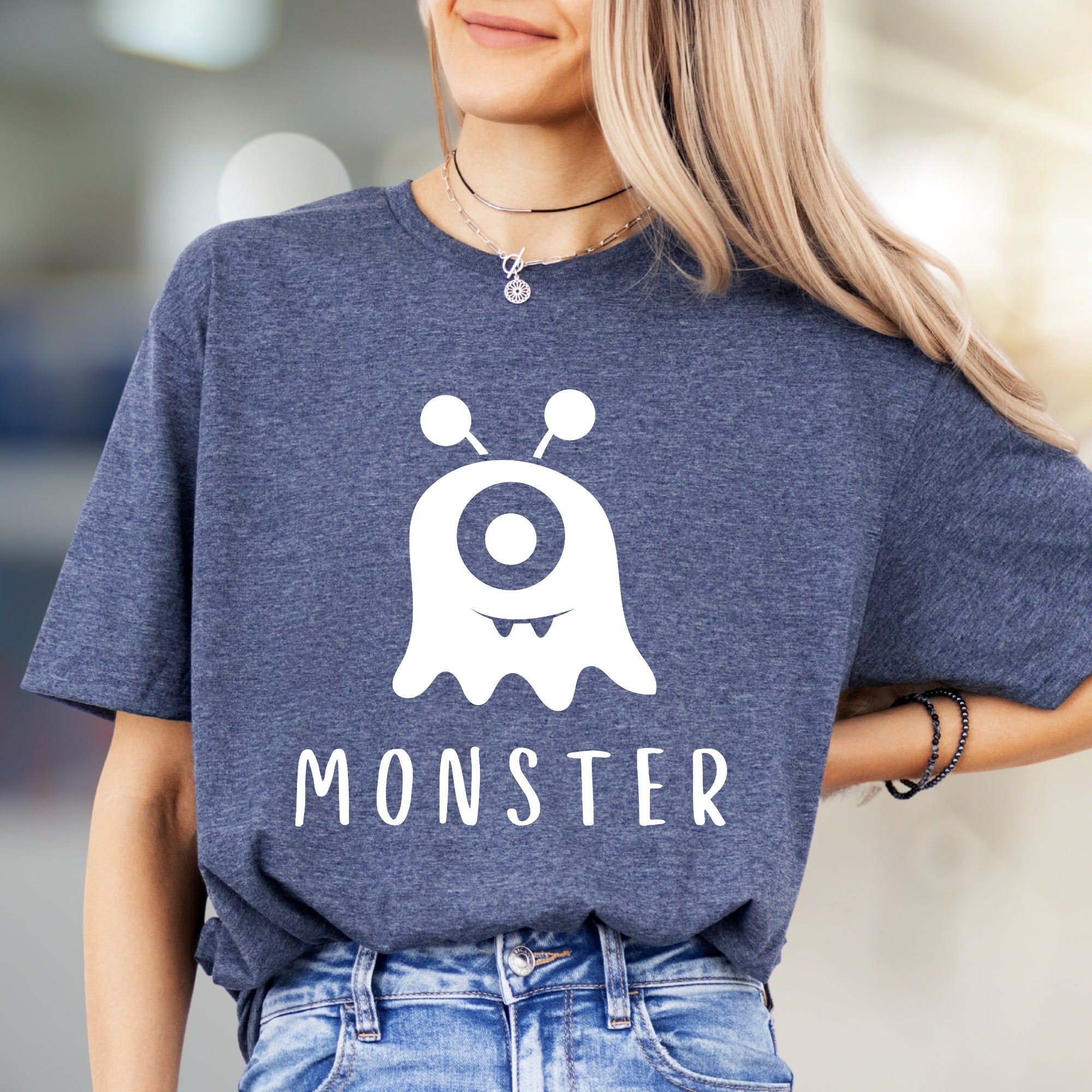 "MONSTER" Cute Spooky Graphic Tee, a Whimsical Pick for Halloween Enthusiasts