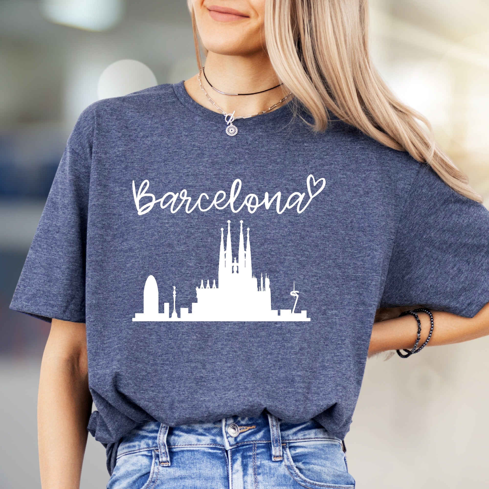 “Barcelona” Cityscape Graphic Tee, A Travel Enthusiast's Urban Pick
