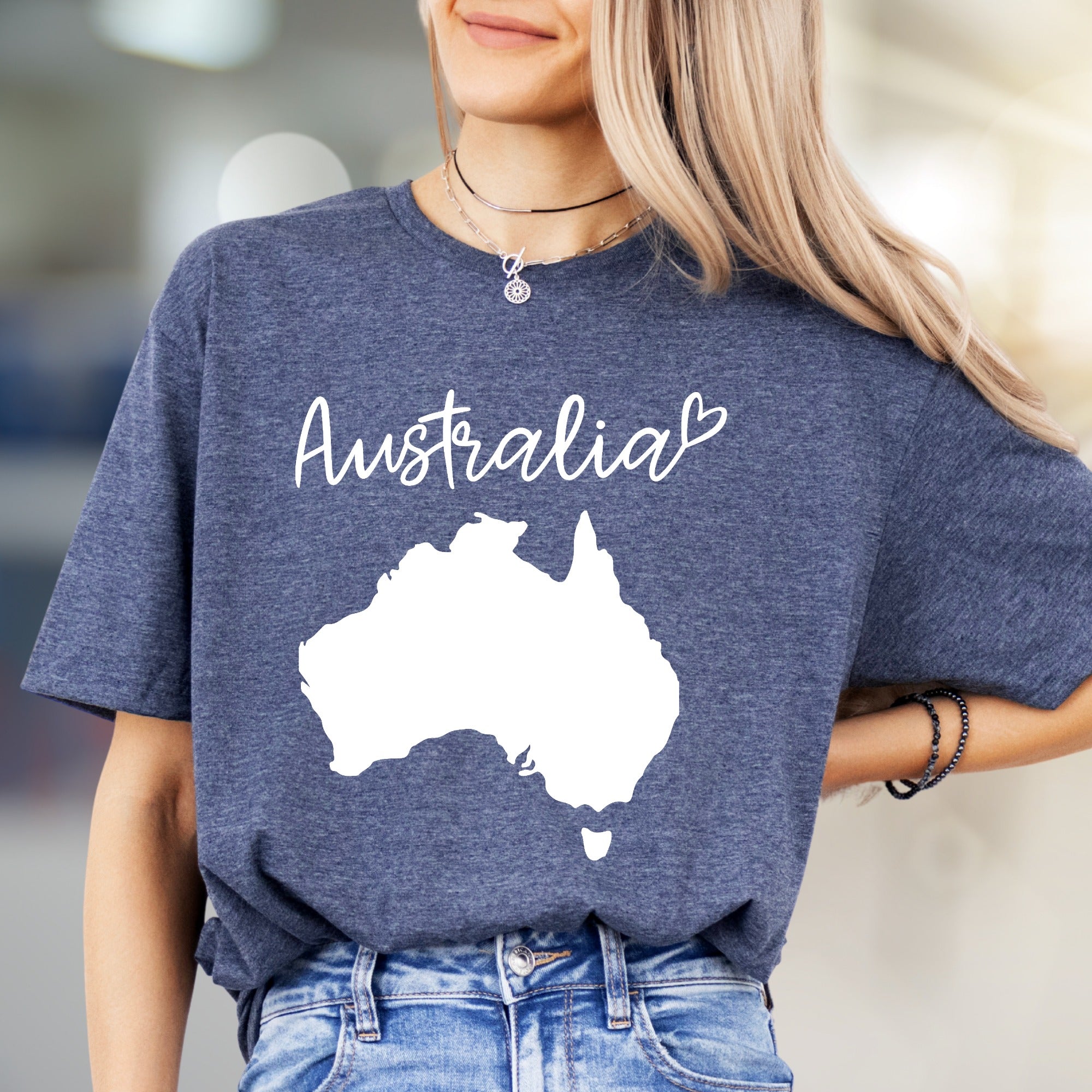 "Australia" Map Heart Graphic Tee, a Travel Lover's Pick for Everyday Style