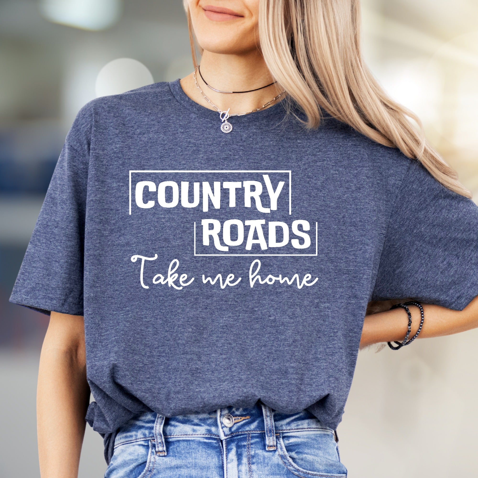"COUNTRY ROADS Take me home" Rustic Graphic Tee, a Nostalgic Pick for Wanderers