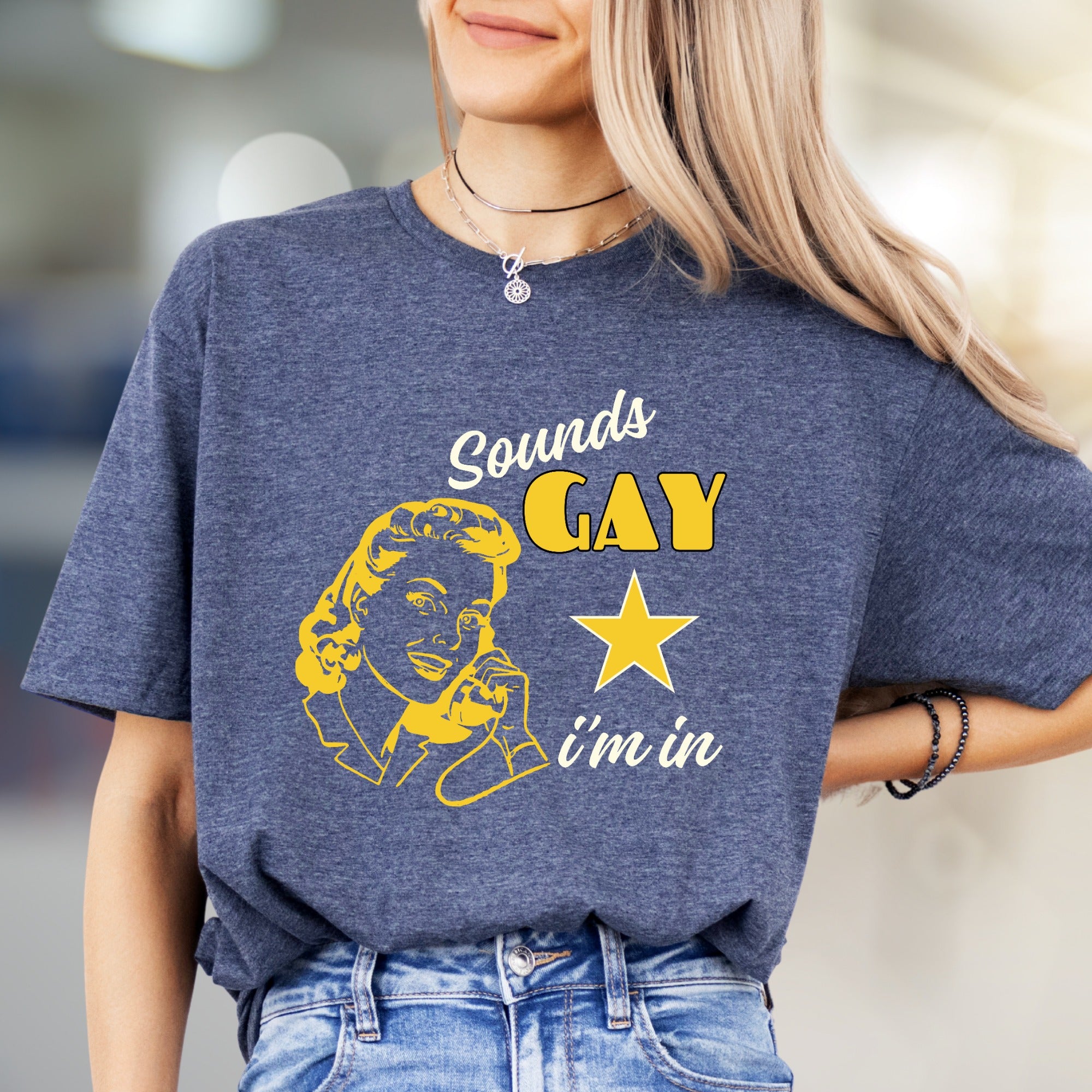 "Sounds Gay, I'm In" Retro Graphic Tee, a Quirky Pick for Activists