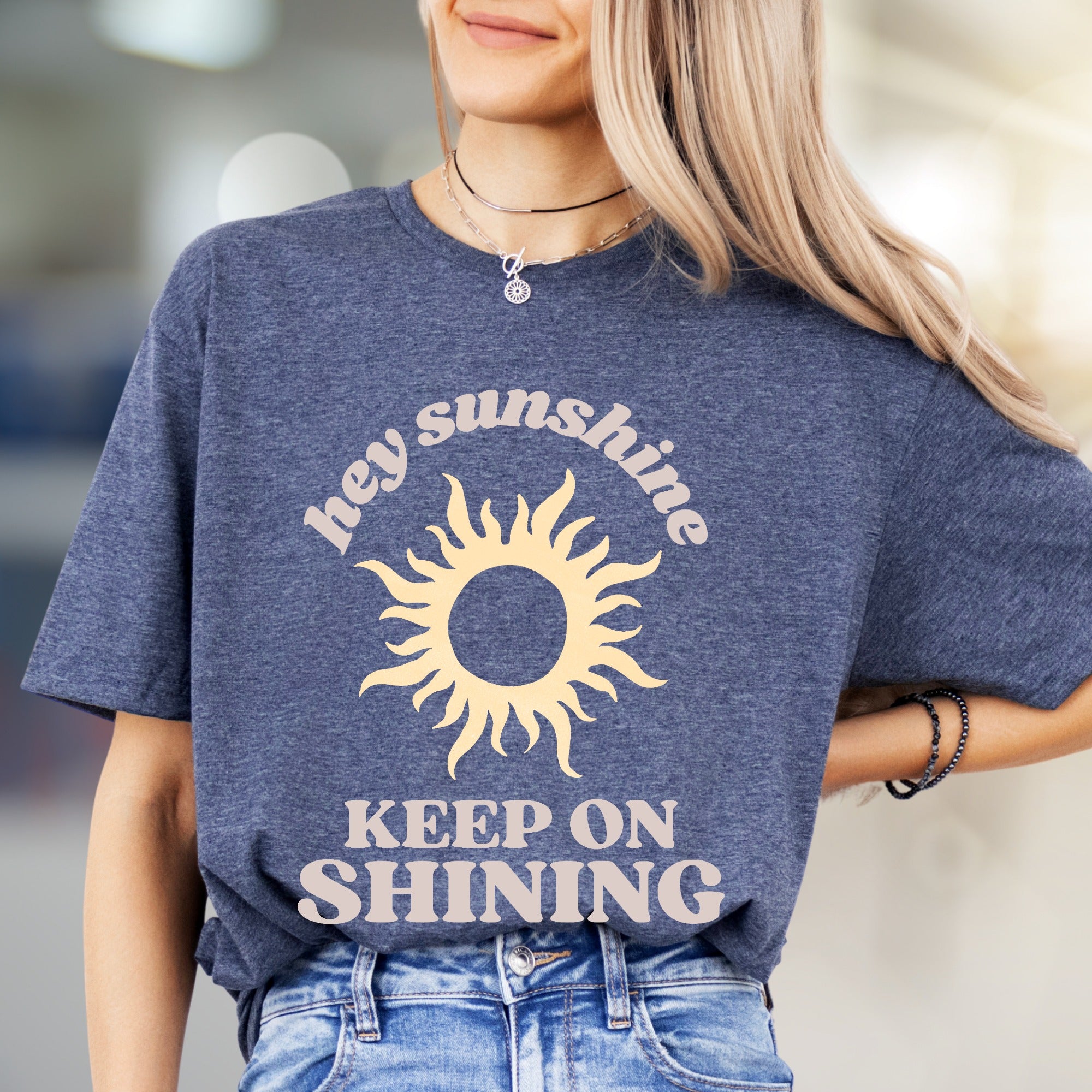 "Hey Sunshine Keep on Shining" Sunny Graphic Tee, a Positive Vibe Essential