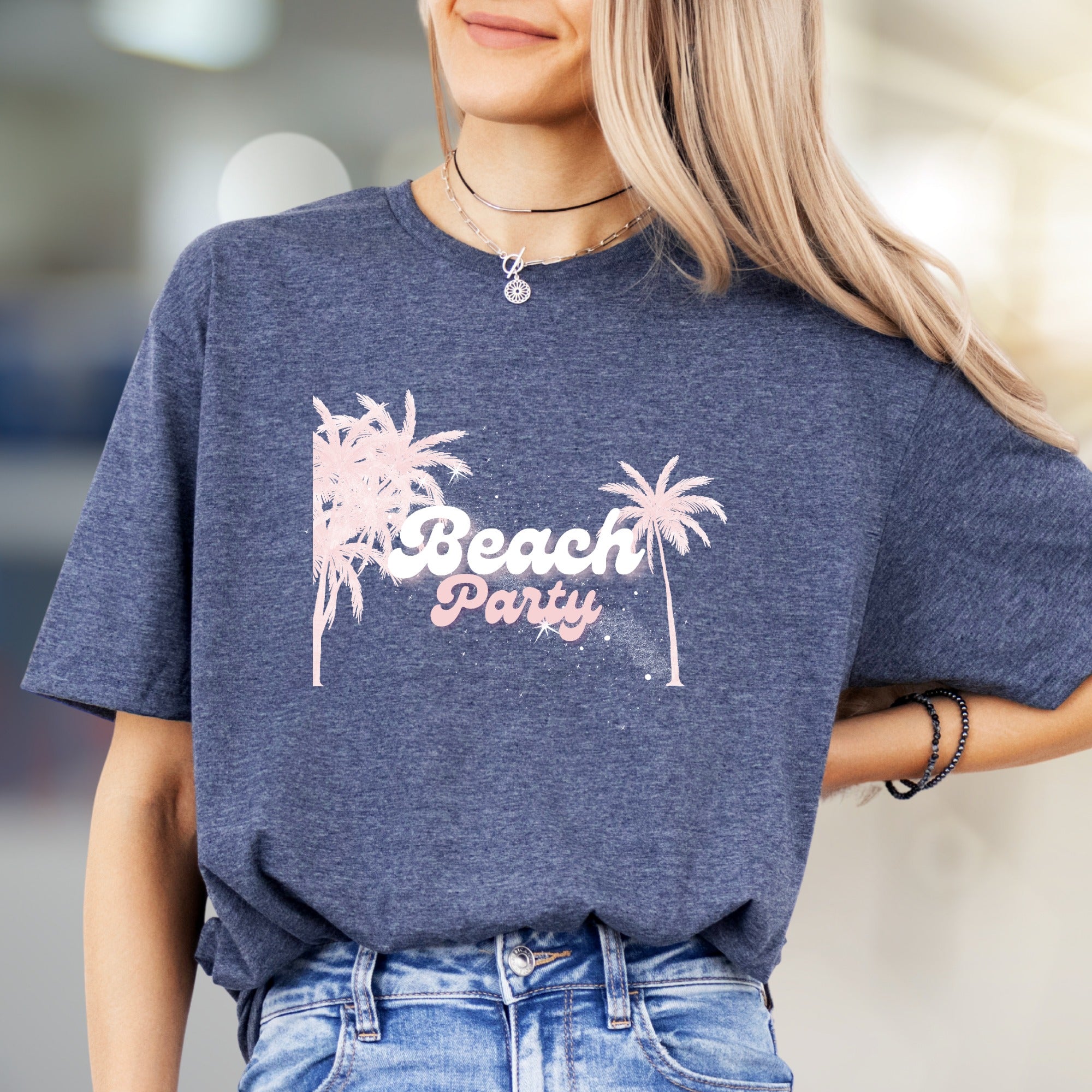 "Beach Party" Tropical Neon Graphic Tee, a Vacation Vibe Pick for Beach Lovers