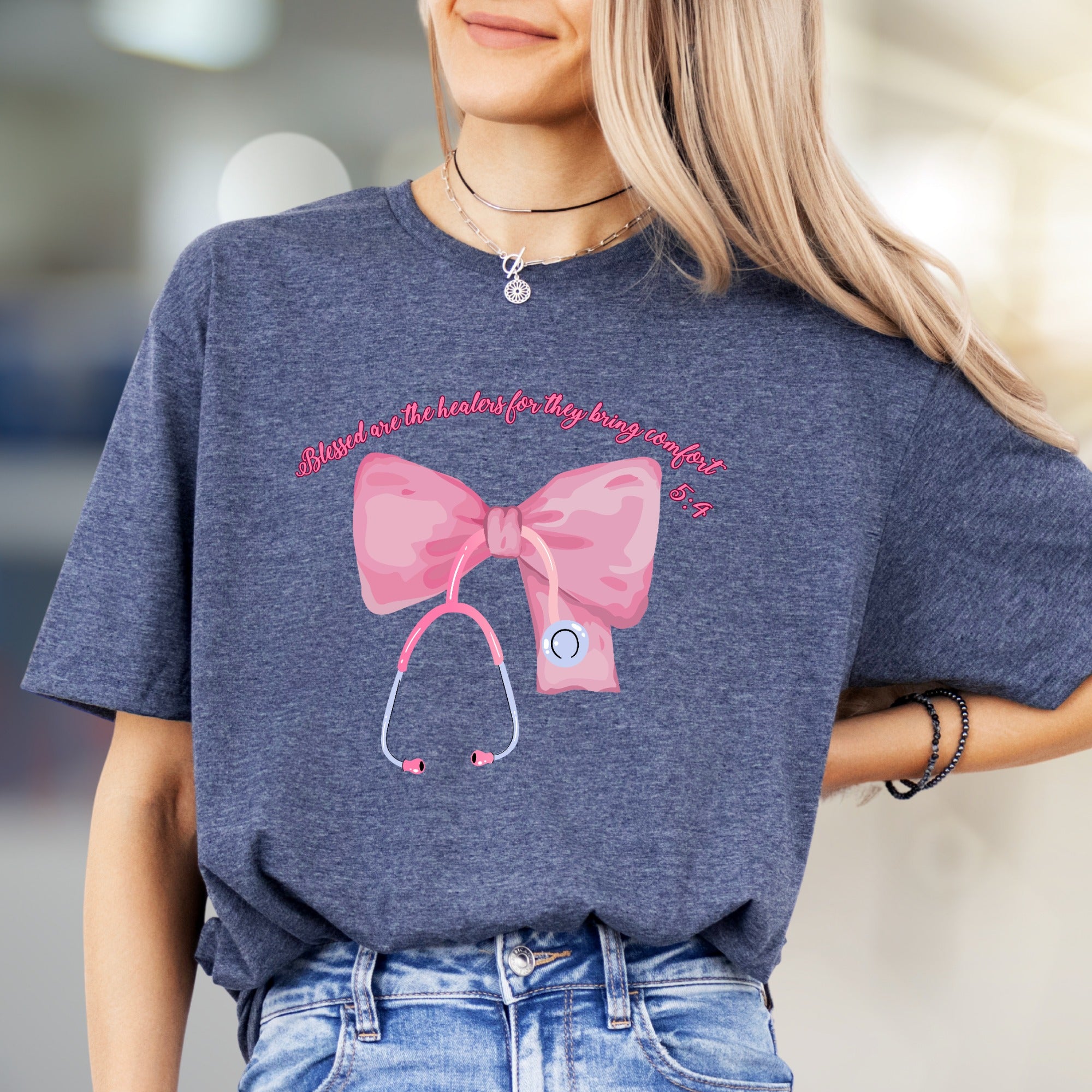 "Blessed are the healers for they bring comfort" Nurse Graphic Tee, a Compassionate Pick for Healthcare Heroes