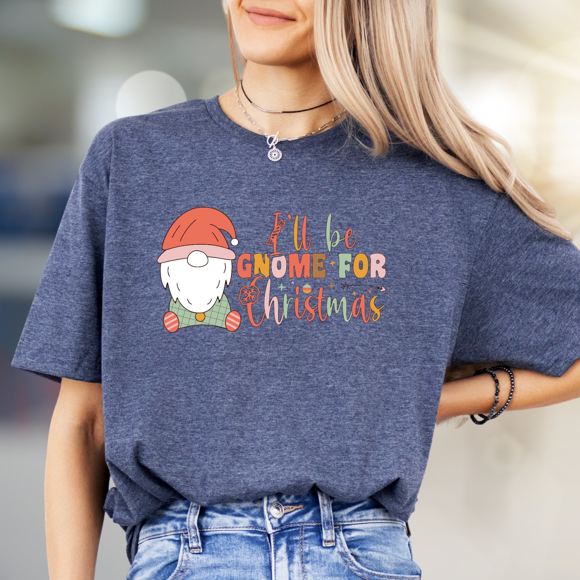 "I'll be Gnome For Christmas" Festive Gnome Graphic Tee, a Holiday Pick for Everyone
