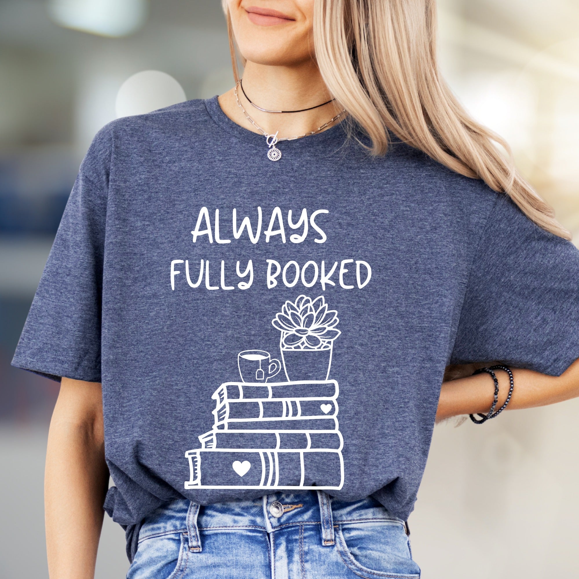 "Always Fully Booked" Bookworm Graphic Tee, a Cozy Literary Pick for Readers