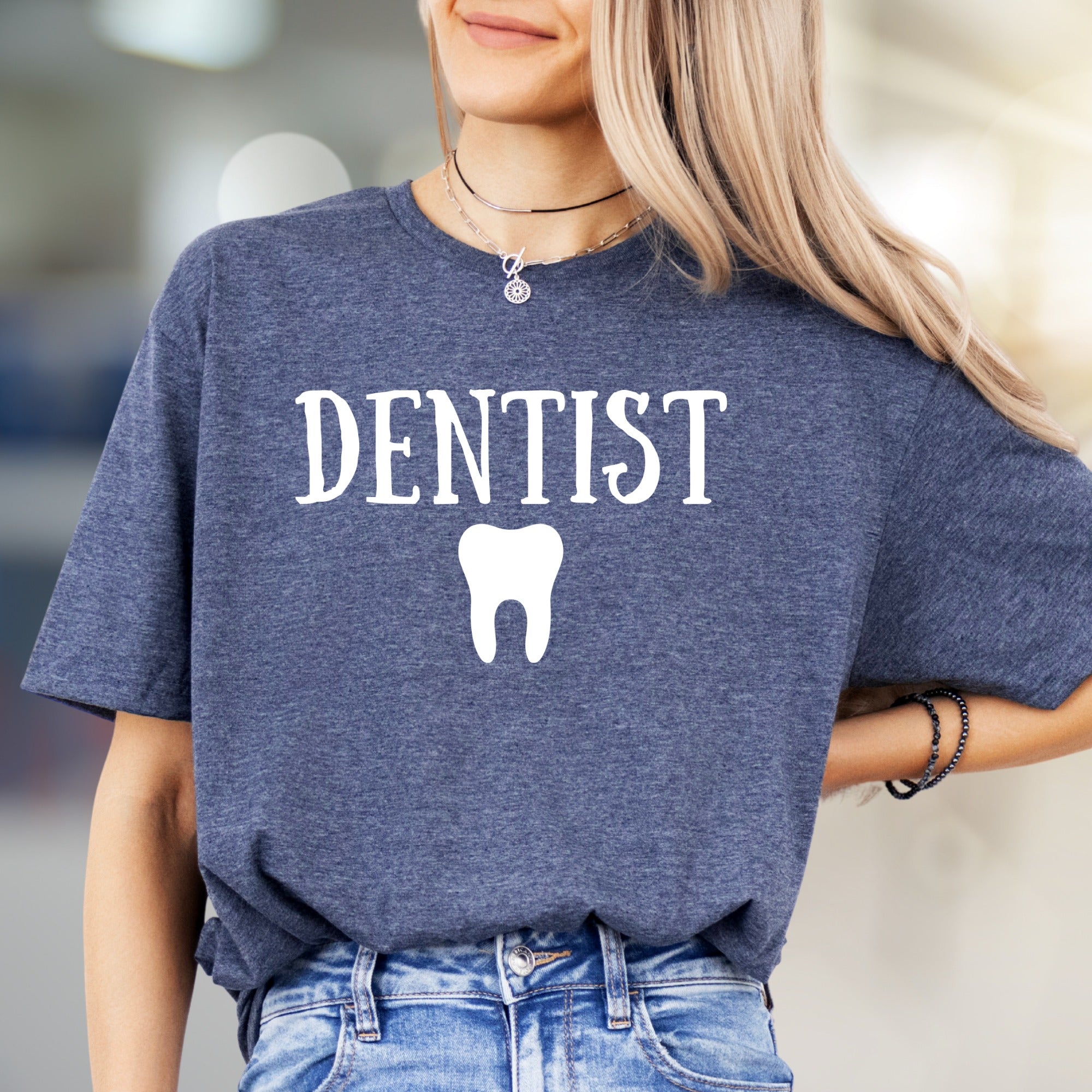 "DENTIST" with Tooth Graphic Tee, A Dental Professional Pick for Everyday Wear
