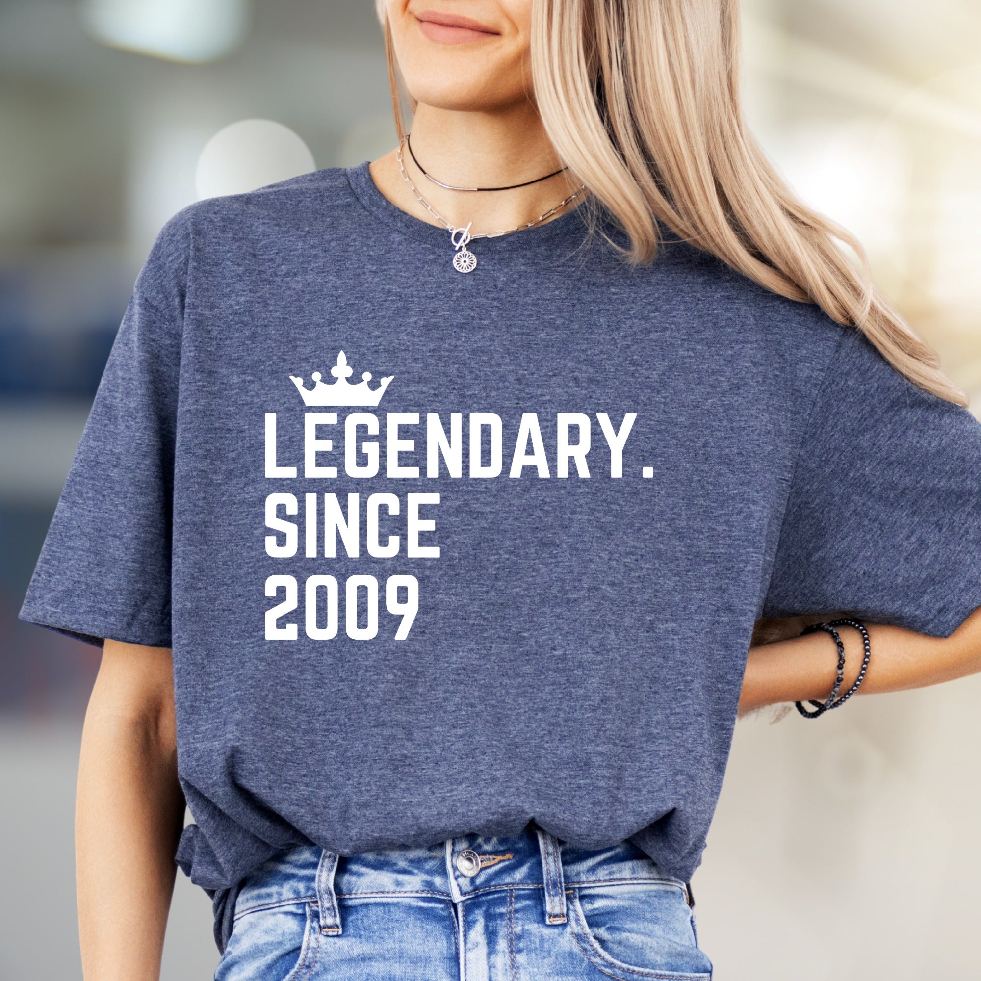 "Legendary Since 2009" Crown Graphic Tee, a Birthday Vibe Pick for Everyone